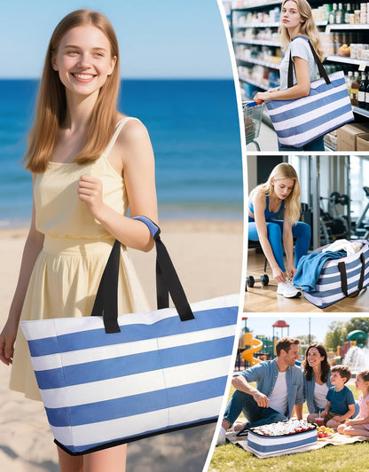 54L Large Beach Bag with Detachable Cooler, Waterproof Sandproof Beach Bags for Women, Duffle Bag for Diving/Swimming