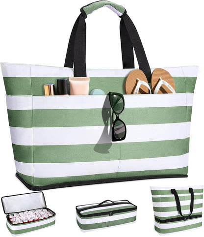 54L Large Beach Bag with Detachable Cooler, Waterproof Sandproof Beach Bags for Women, Duffle Bag for Diving/Swimming
