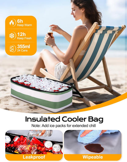 54L Large Beach Bag with Detachable Cooler, Waterproof Sandproof Beach Bags for Women, Duffle Bag for Diving/Swimming
