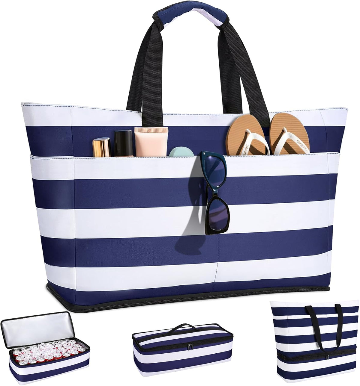 54L Large Beach Bag with Detachable Cooler, Waterproof Sandproof Beach Bags for Women, Duffle Bag for Diving/Swimming