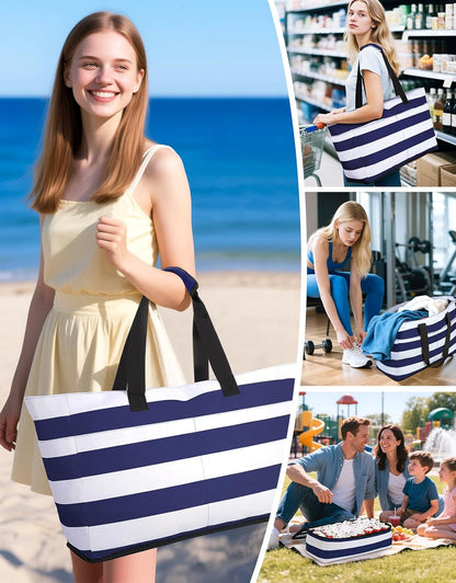 54L Large Beach Bag with Detachable Cooler, Waterproof Sandproof Beach Bags for Women, Duffle Bag for Diving/Swimming