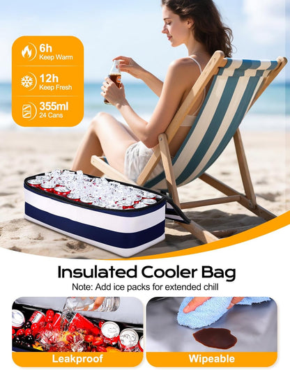 54L Large Beach Bag with Detachable Cooler, Waterproof Sandproof Beach Bags for Women, Duffle Bag for Diving/Swimming