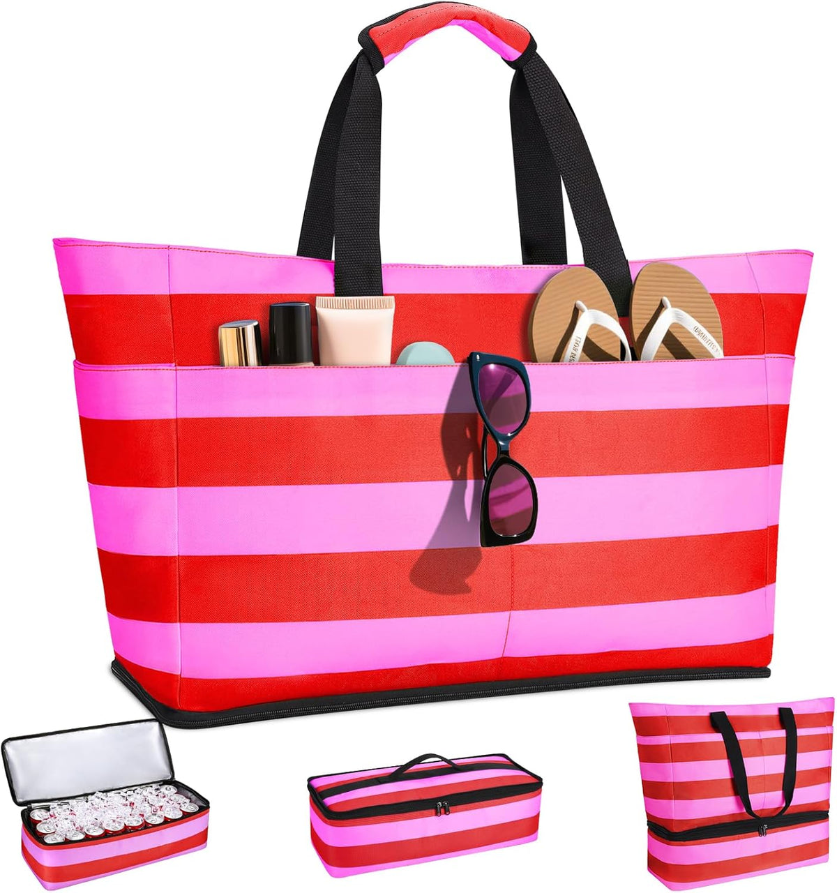 54L Large Beach Bag with Detachable Cooler, Waterproof Sandproof Beach Bags for Women, Duffle Bag for Diving/Swimming
