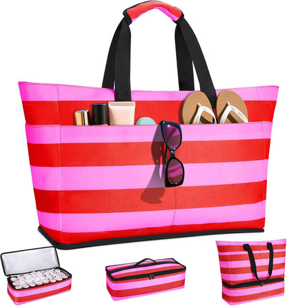 54L Large Beach Bag with Detachable Cooler, Waterproof Sandproof Beach Bags for Women, Duffle Bag for Diving/Swimming
