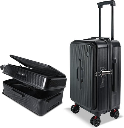 Carry on Luggage Airline Approved, Hardshell PC Carry on Suitcases with Wheels, Top and Middle Dual Openings Design Carry-on Luggage for Travel with TSA Lock and Multi-Handle