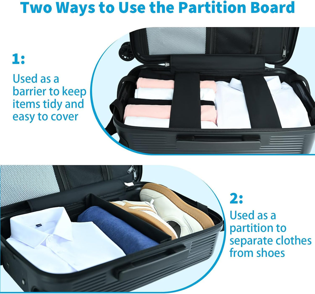 Carry on Luggage Airline Approved, Hardshell PC Carry on Suitcases with Wheels, Top and Middle Dual Openings Design Carry-on Luggage for Travel with TSA Lock and Multi-Handle