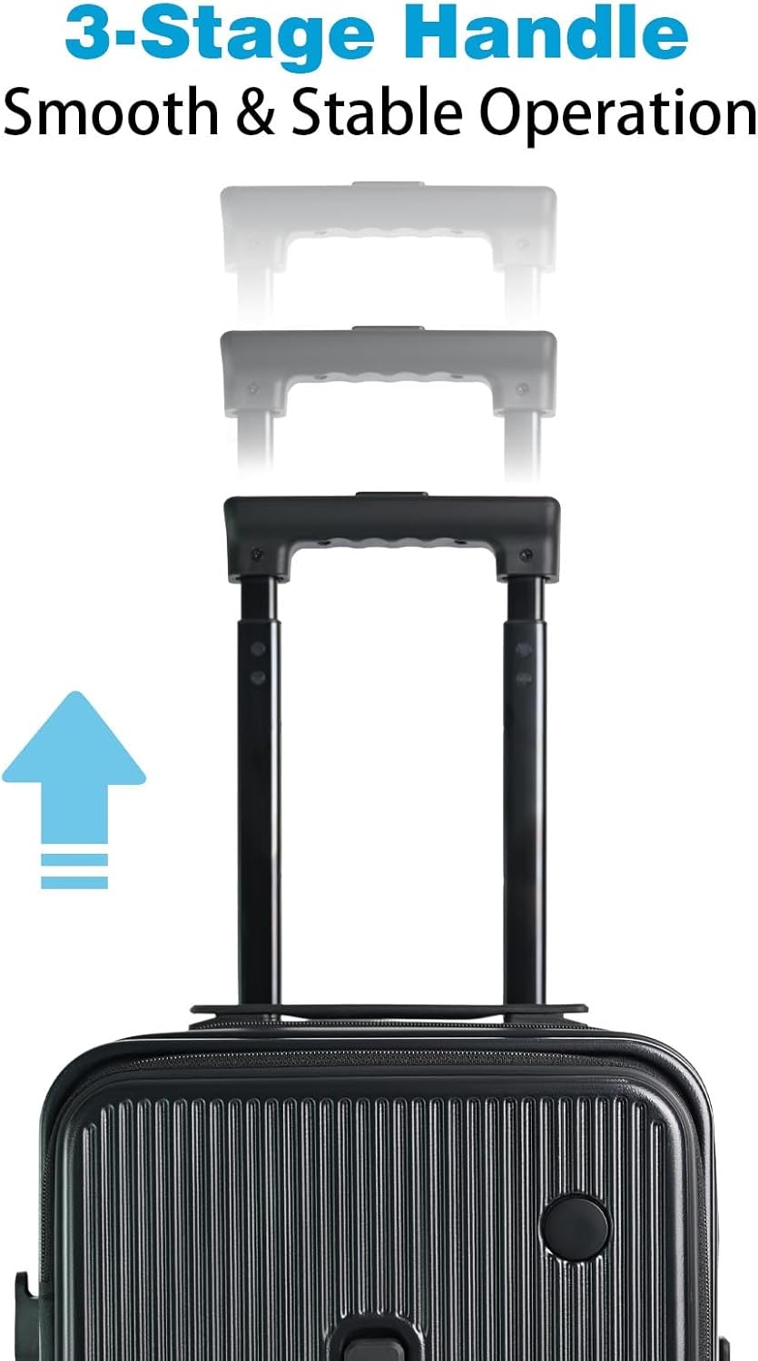 Carry on Luggage Airline Approved, Hardshell PC Carry on Suitcases with Wheels, Top and Middle Dual Openings Design Carry-on Luggage for Travel with TSA Lock and Multi-Handle