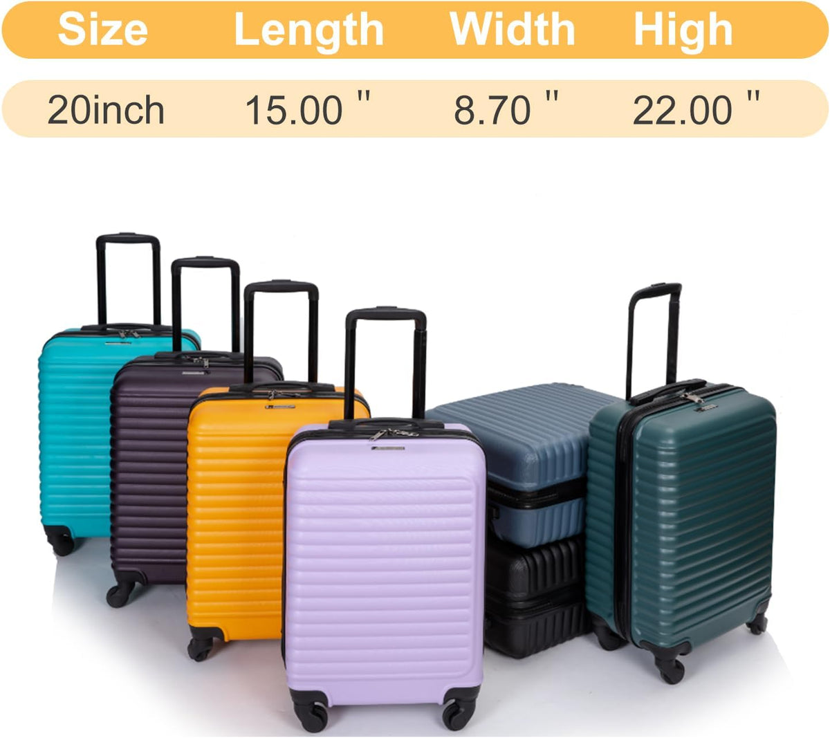 Hardshell Carry On Luggage Airline Approved 20" | Hardside Check-on Suitcase with Spinner Wheel,Small Travel Suitcase for Bussiness Trip and School