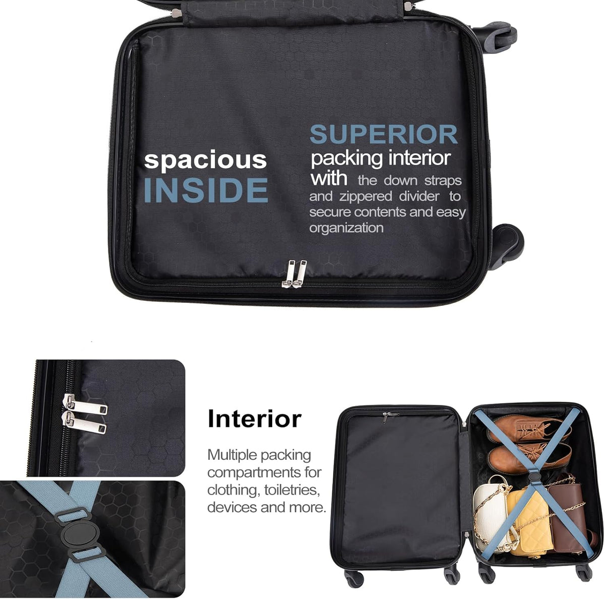 Hardshell Carry On Luggage Airline Approved 20" | Hardside Check-on Suitcase with Spinner Wheel,Small Travel Suitcase for Bussiness Trip and School
