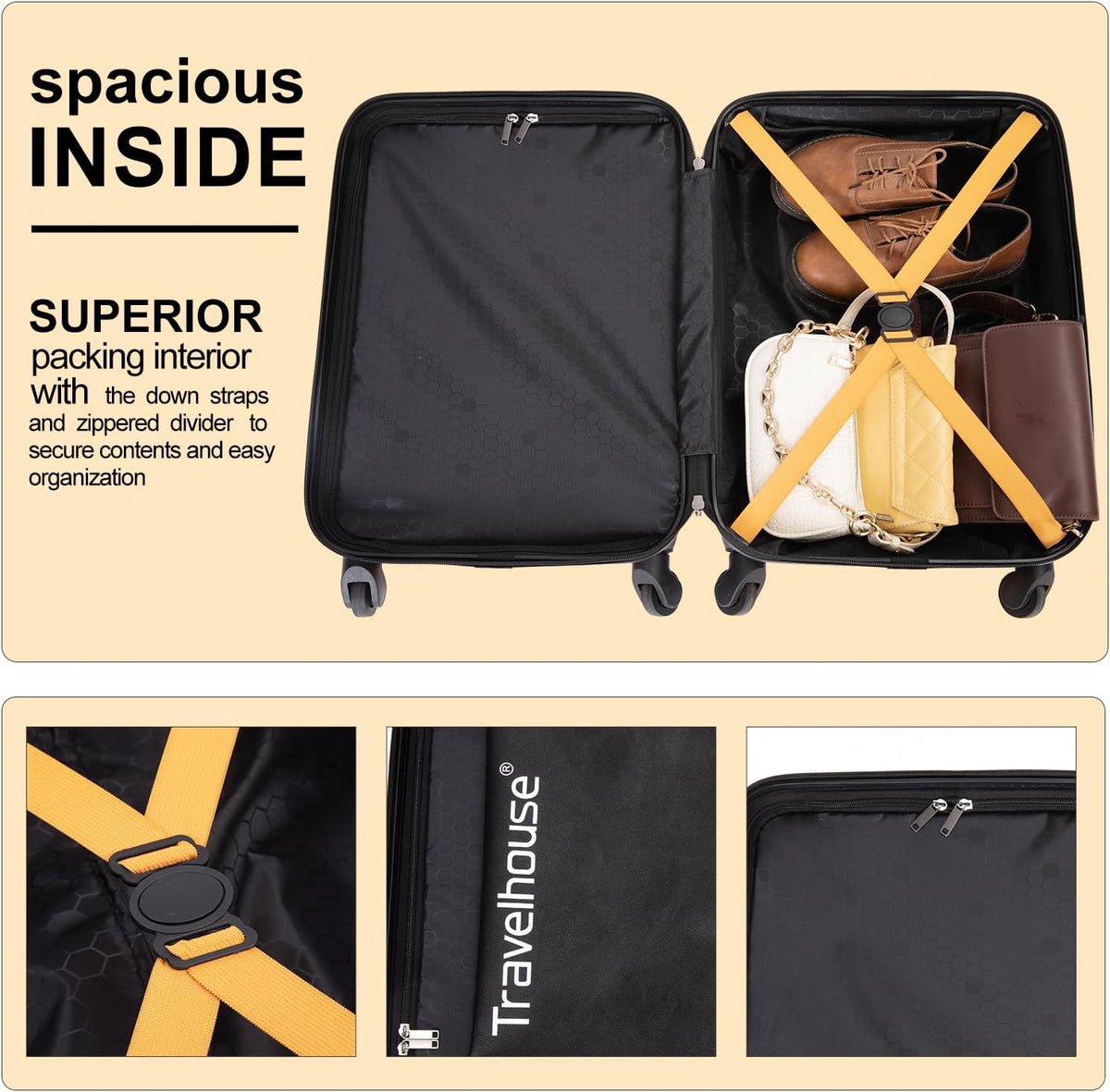 Hardshell Carry On Luggage Airline Approved 20" | Hardside Check-on Suitcase with Spinner Wheel,Small Travel Suitcase for Bussiness Trip and School