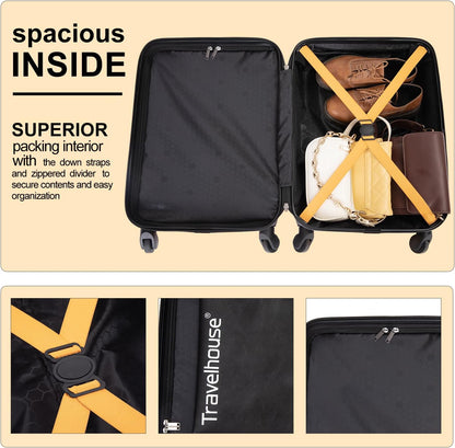 Hardshell Carry On Luggage Airline Approved 20" | Hardside Check-on Suitcase with Spinner Wheel,Small Travel Suitcase for Bussiness Trip and School