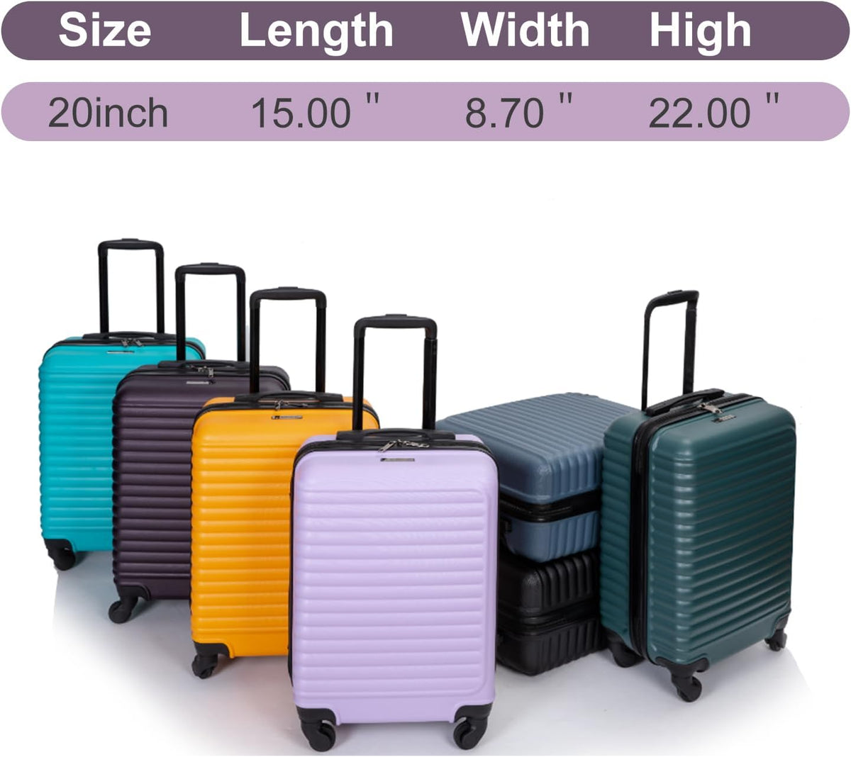Hardshell Carry On Luggage Airline Approved 20" | Hardside Check-on Suitcase with Spinner Wheel,Small Travel Suitcase for Bussiness Trip and School
