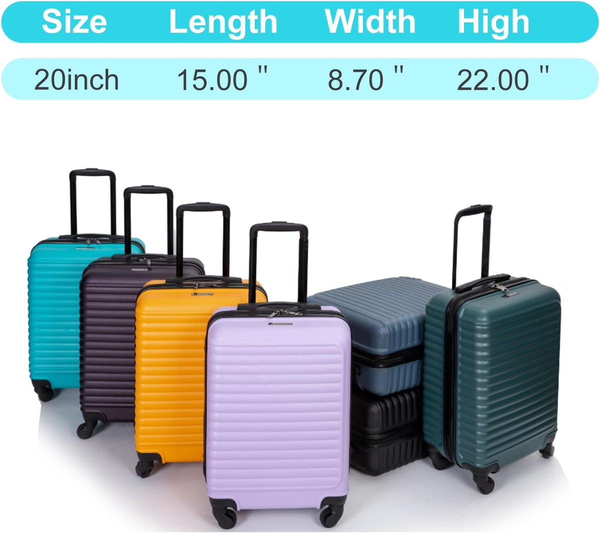 Hardshell Carry On Luggage Airline Approved 20" | Hardside Check-on Suitcase with Spinner Wheel,Small Travel Suitcase for Bussiness Trip and School