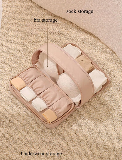 Bra Lingerie Travel Organizer Multifunctional Large Capacity Underwear Storage Bag Bra Holder for Travel Intimates Case (beige)