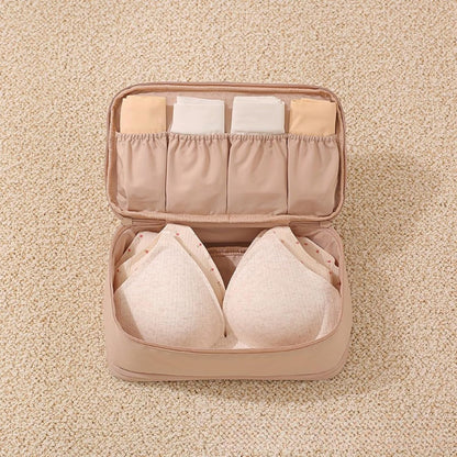 Bra Lingerie Travel Organizer Multifunctional Large Capacity Underwear Storage Bag Bra Holder for Travel Intimates Case (beige)