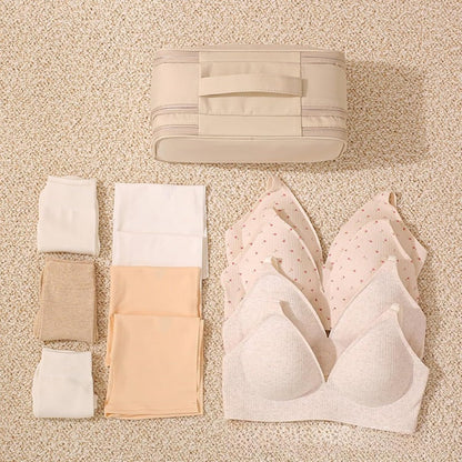 Bra Lingerie Travel Organizer Multifunctional Large Capacity Underwear Storage Bag Bra Holder for Travel Intimates Case (beige)