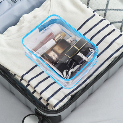 TSA Approved Toiletry Cosmetic Bags for Men and Women with Zipper Carry on Airline Airport Travel Accessories, PVC Makeup Bags, Quart Size-Black