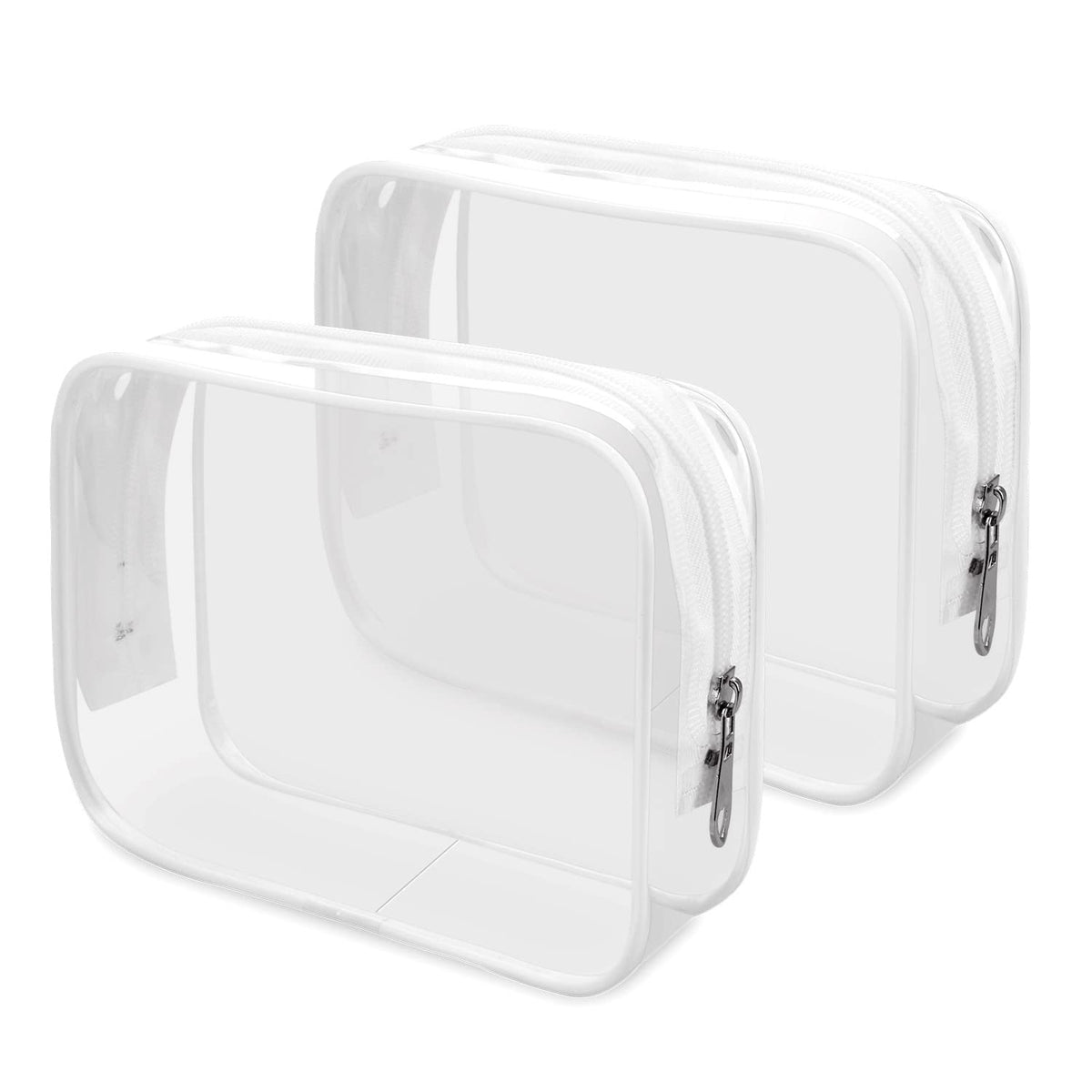 TSA Approved Toiletry Cosmetic Bags for Men and Women with Zipper Carry on Airline Airport Travel Accessories, PVC Makeup Bags, Quart Size-Black