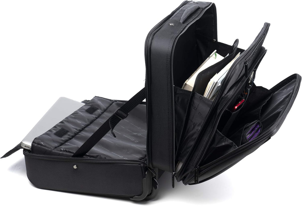 Rolling Laptop Briefcase Wheeled Overnight Carry on Bag Up to 15.6 Inches Notebook - Carries Legal Size Files