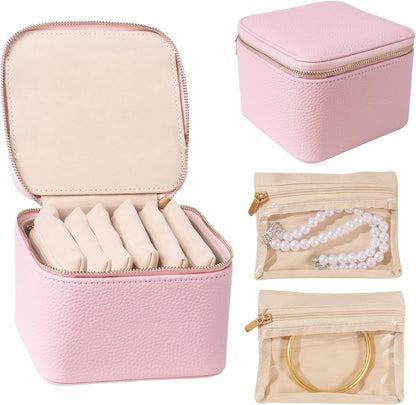 Travel Jewelry Organizer, Travel Jewelry Box with 12 Velvet Zipped Pouches Bags for Jewelries Necklaces Rings Earrings Sorting Storage for Women Girl Gifts, Butter Yellow