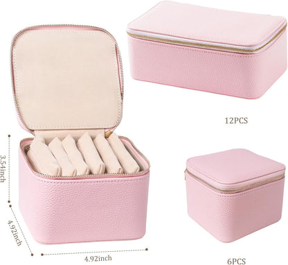 Travel Jewelry Organizer, Travel Jewelry Box with 12 Velvet Zipped Pouches Bags for Jewelries Necklaces Rings Earrings Sorting Storage for Women Girl Gifts, Butter Yellow
