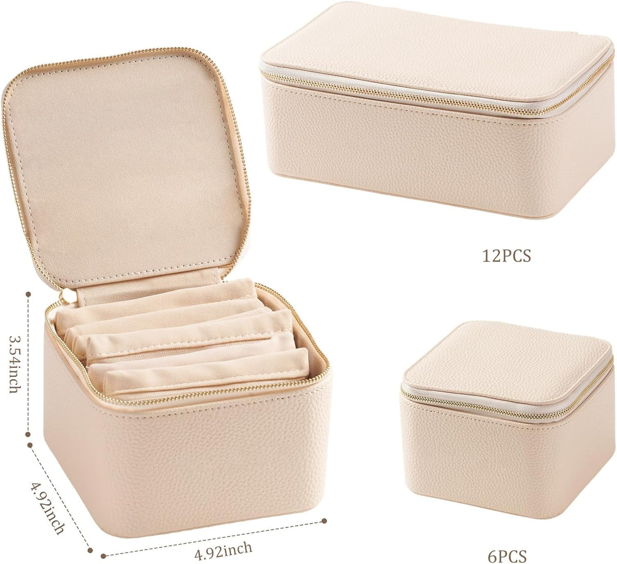 Travel Jewelry Organizer, Travel Jewelry Box with 12 Velvet Zipped Pouches Bags for Jewelries Necklaces Rings Earrings Sorting Storage for Women Girl Gifts, Butter Yellow