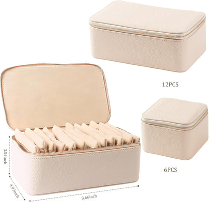 Travel Jewelry Organizer, Travel Jewelry Box with 12 Velvet Zipped Pouches Bags for Jewelries Necklaces Rings Earrings Sorting Storage for Women Girl Gifts, Butter Yellow