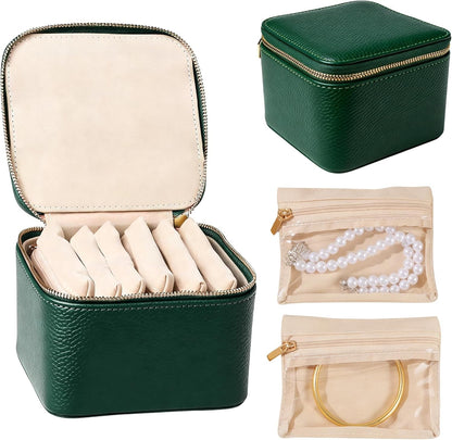 Travel Jewelry Organizer, Travel Jewelry Box with 12 Velvet Zipped Pouches Bags for Jewelries Necklaces Rings Earrings Sorting Storage for Women Girl Gifts, Butter Yellow