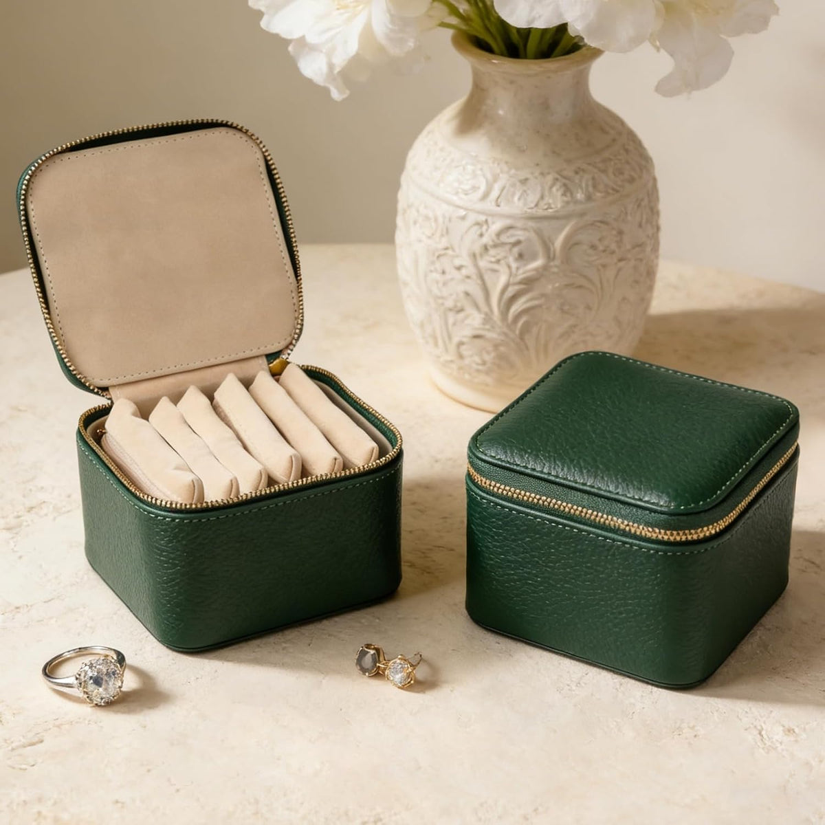 Travel Jewelry Organizer, Travel Jewelry Box with 12 Velvet Zipped Pouches Bags for Jewelries Necklaces Rings Earrings Sorting Storage for Women Girl Gifts, Butter Yellow