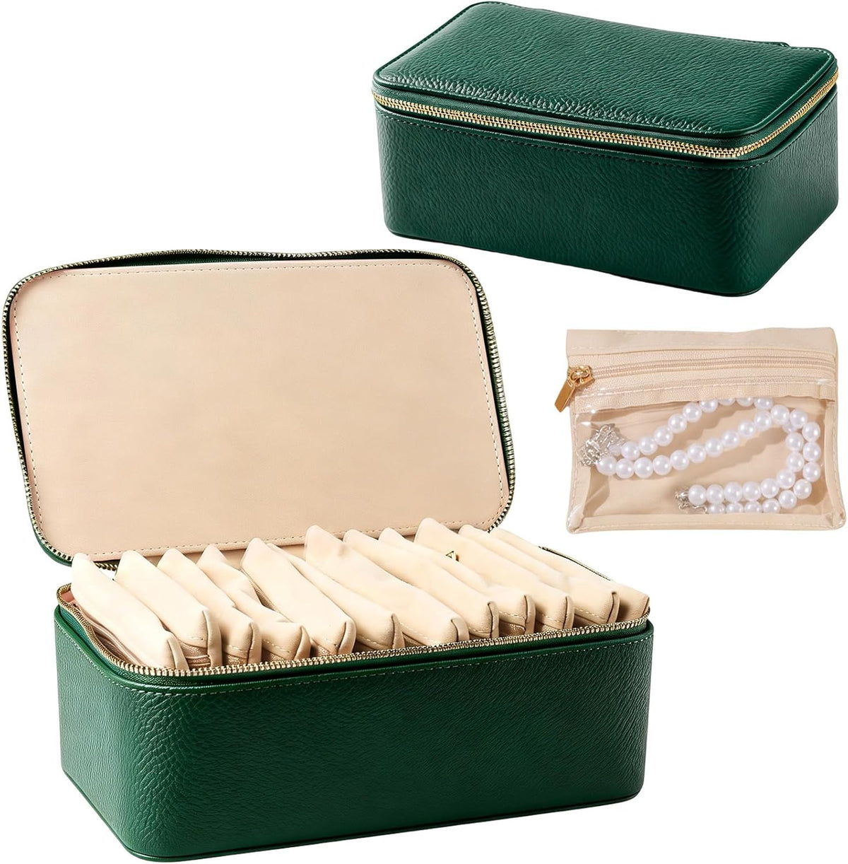 Travel Jewelry Organizer, Travel Jewelry Box with 12 Velvet Zipped Pouches Bags for Jewelries Necklaces Rings Earrings Sorting Storage for Women Girl Gifts, Butter Yellow