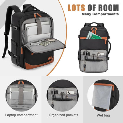 40L Travel Backpack, Water-Resistant Carry On Backpack for Men Women, Business Laptop Backpack for Trips & Commutes, Fits 15.6/17.3 Inch Laptop