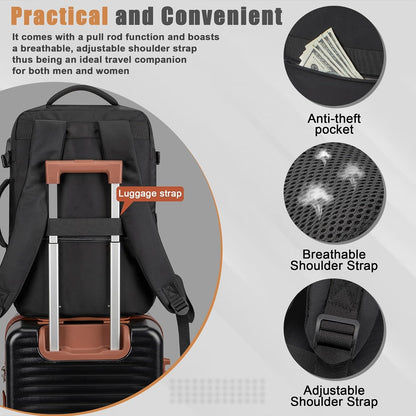 40L Travel Backpack, Water-Resistant Carry On Backpack for Men Women, Business Laptop Backpack for Trips & Commutes, Fits 15.6/17.3 Inch Laptop