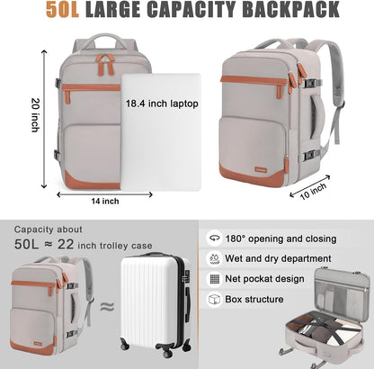 40L Travel Backpack, Water-Resistant Carry On Backpack for Men Women, Business Laptop Backpack for Trips & Commutes, Fits 15.6/17.3 Inch Laptop