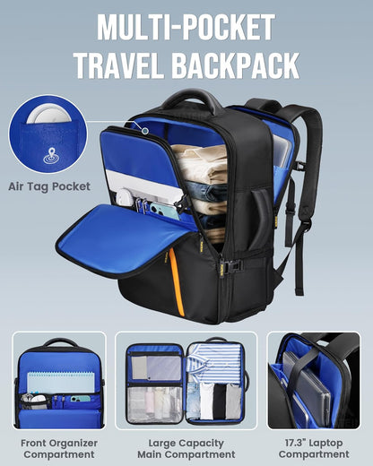 Personal Item Travel Backpack 18x14x8 for Spirit Airlines, Black | Shoe Compartment Detachable, Expandable, Underseat Backpack, Fit 17" Laptop, Airplane Approved, Carry on Bag Luggage, Mochila