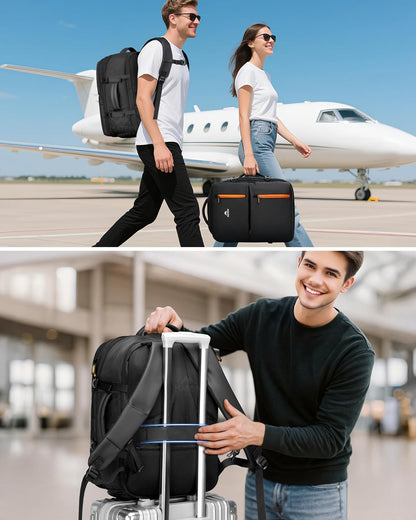 Personal Item Travel Backpack 18x14x8 for Spirit Airlines, Black | Shoe Compartment Detachable, Expandable, Underseat Backpack, Fit 17" Laptop, Airplane Approved, Carry on Bag Luggage, Mochila