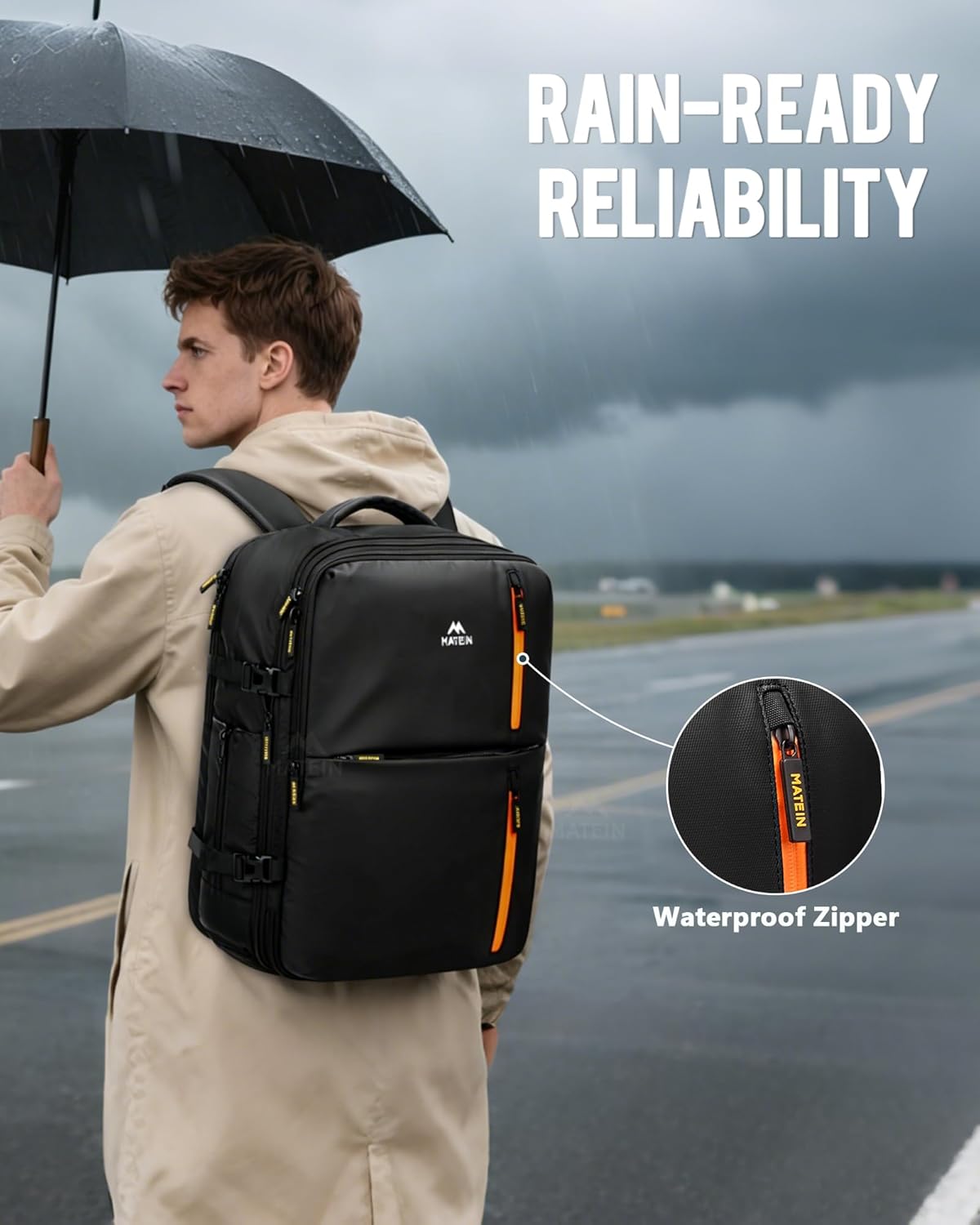 Personal Item Travel Backpack 18x14x8 for Spirit Airlines, Black | Shoe Compartment Detachable, Expandable, Underseat Backpack, Fit 17" Laptop, Airplane Approved, Carry on Bag Luggage, Mochila