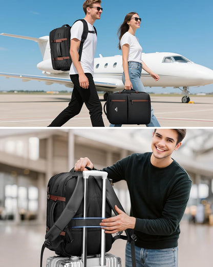 Personal Item Travel Backpack 18x14x8 for Spirit Airlines, Black | Shoe Compartment Detachable, Expandable, Underseat Backpack, Fit 17" Laptop, Airplane Approved, Carry on Bag Luggage, Mochila