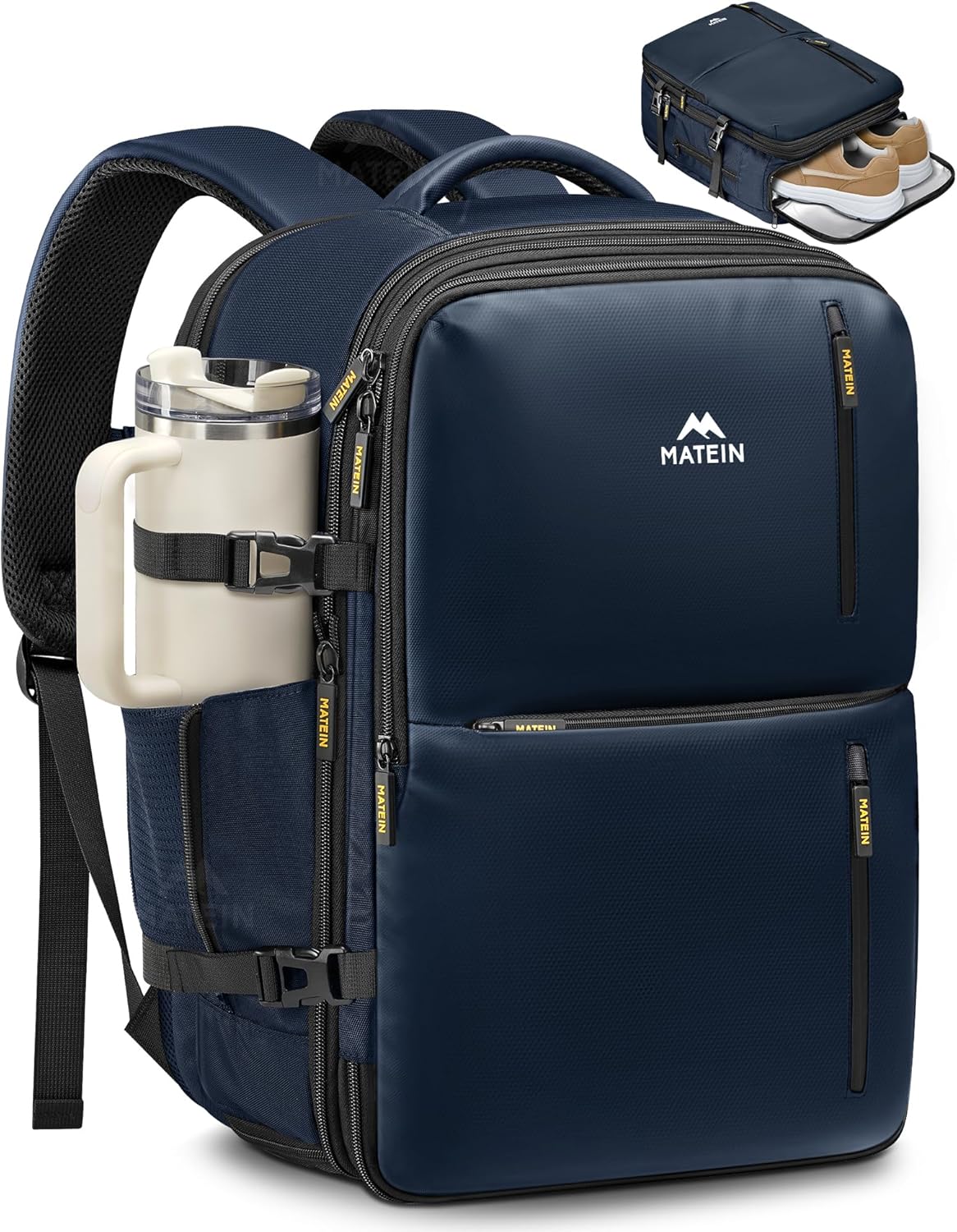 Personal Item Travel Backpack 18x14x8 for Spirit Airlines, Black | Shoe Compartment Detachable, Expandable, Underseat Backpack, Fit 17" Laptop, Airplane Approved, Carry on Bag Luggage, Mochila