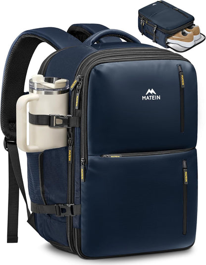 Personal Item Travel Backpack 18x14x8 for Spirit Airlines, Black | Shoe Compartment Detachable, Expandable, Underseat Backpack, Fit 17" Laptop, Airplane Approved, Carry on Bag Luggage, Mochila