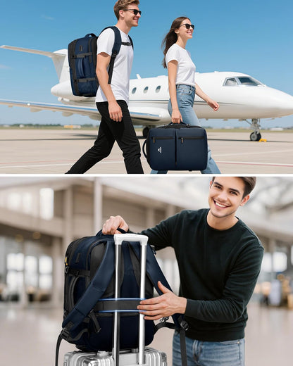 Personal Item Travel Backpack 18x14x8 for Spirit Airlines, Black | Shoe Compartment Detachable, Expandable, Underseat Backpack, Fit 17" Laptop, Airplane Approved, Carry on Bag Luggage, Mochila