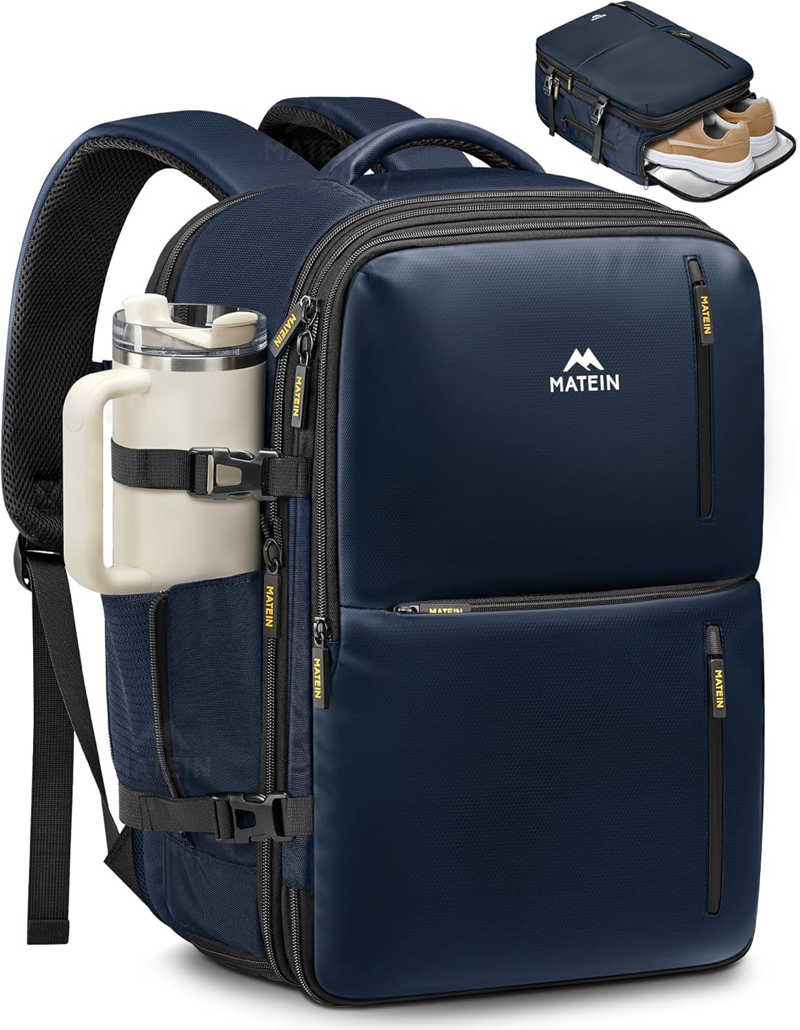 Personal Item Travel Backpack 18x14x8 for Spirit Airlines, Black | Shoe Compartment Detachable, Expandable, Underseat Backpack, Fit 17" Laptop, Airplane Approved, Carry on Bag Luggage, Mochila