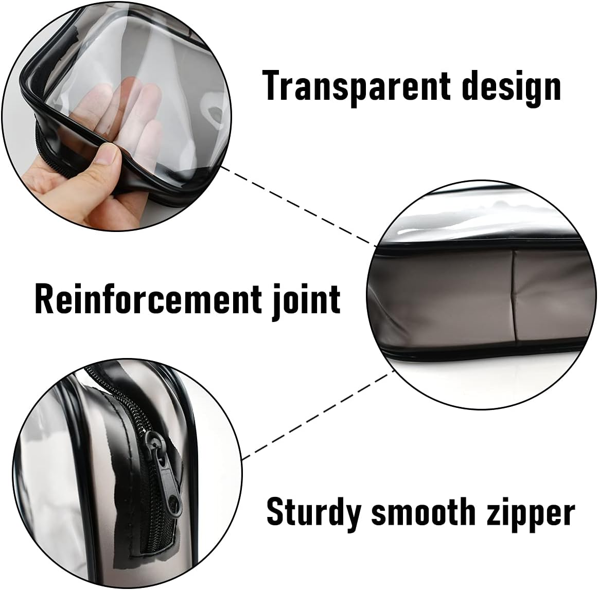 4 Pack Clear Cosmetic Bag for Travel - TSA Approved Toiletry Makeup Pouch - Carry-on Airport Airline Compliant - Portable PVC Waterproof With Zipper for Women - Quart Size Set