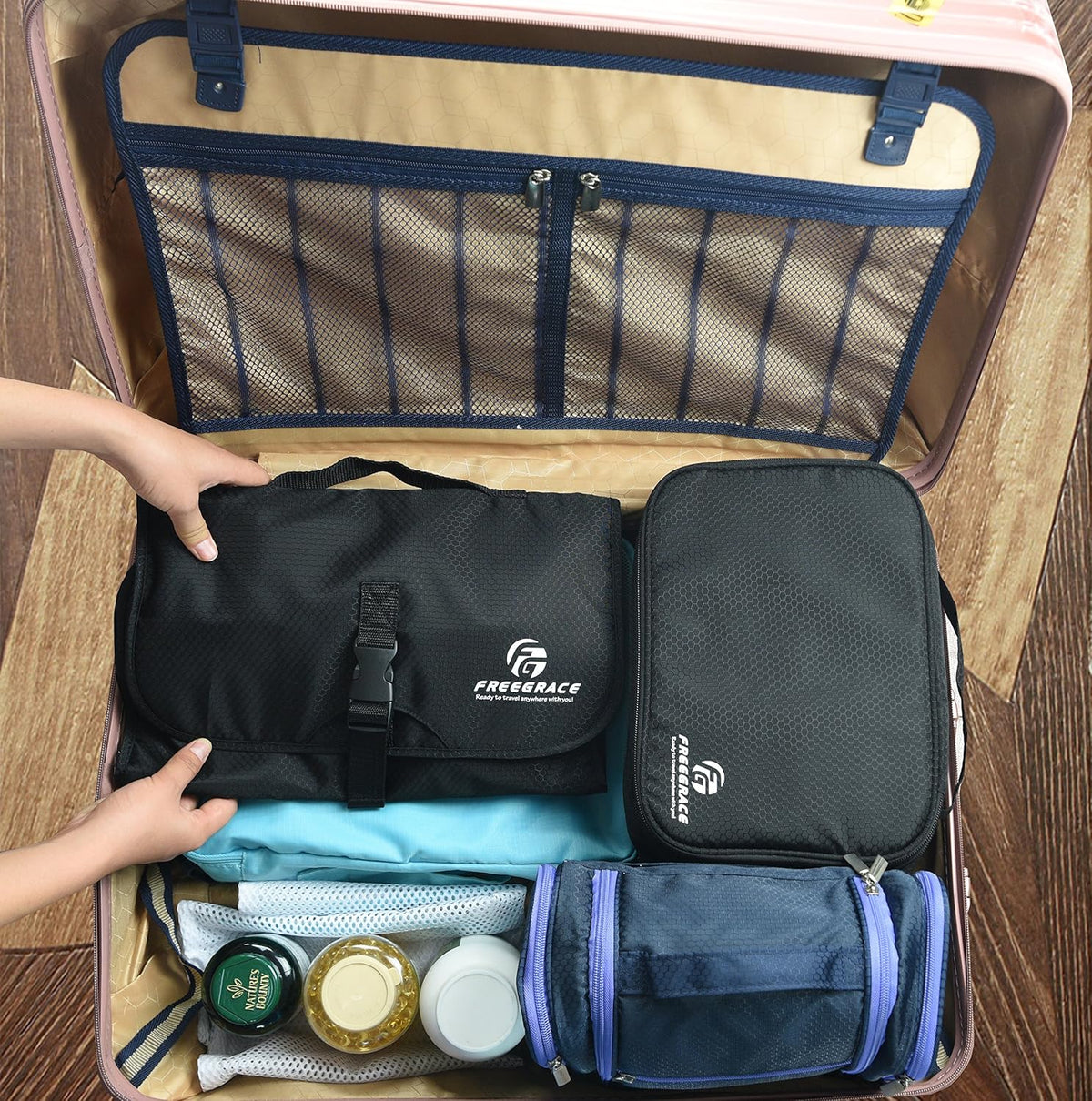Premium Hanging Toiletry Bag for Travel - Cosmetic, Jewelry, Toiletry, Makeup & Accessory Storage Organizer Bag, Large Size for Women & Men