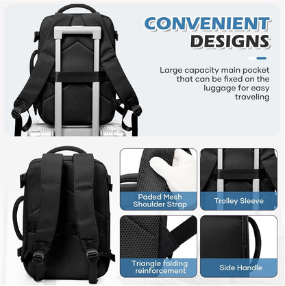 Men 15.6 Inch Laptop Bag Cabin Airplane Travel Backpack 40x20x25, Able Carry Hand(Peacock Blue)