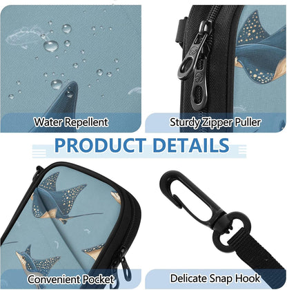 Stingray Fish Blue Passport Holder RFID Blocking Wallet | Family Passport Book Wallet, Waterproof Travel Document Organizer Clutch Bag Credit Cards Case Cover for Women Men
