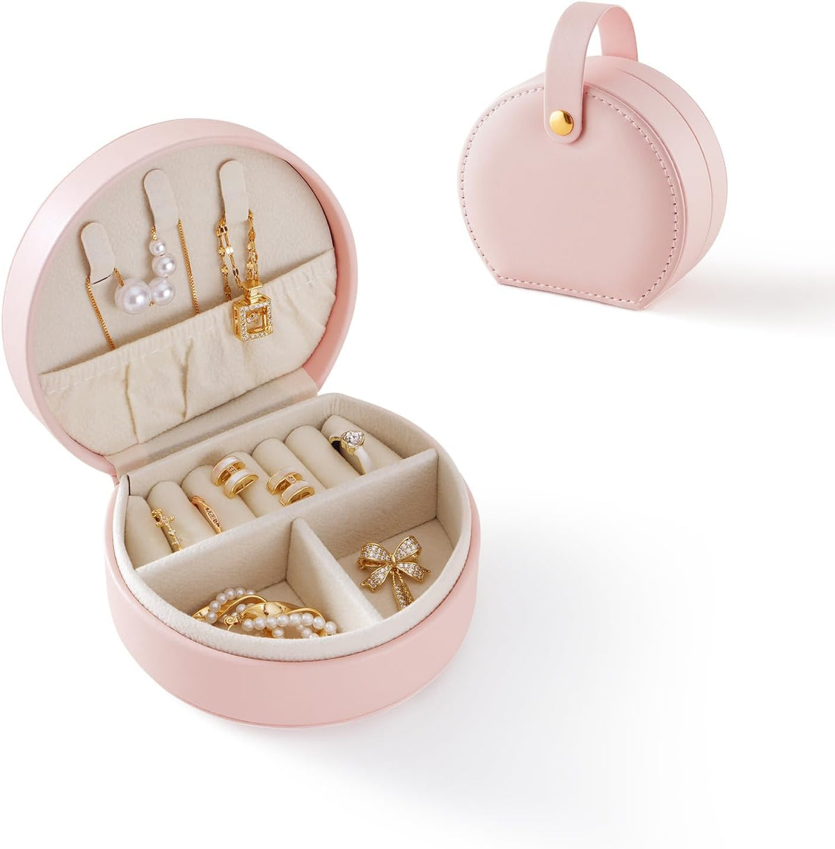 Small Travel Jewelry Case, Portable Jewelry Organizer Box for Necklace Rings Earrings, Travel Essentials Jewelry Storage for Women Girls, Green