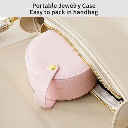 Small Travel Jewelry Case, Portable Jewelry Organizer Box for Necklace Rings Earrings, Travel Essentials Jewelry Storage for Women Girls, Green