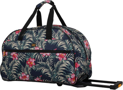 Designer Carry On Luggage Collection - Lightweight Pattern 22 Inch Duffel Bag- Weekender Overnight Business Travel Suitcase with 2- Rolling Wheels (Poly Purple)