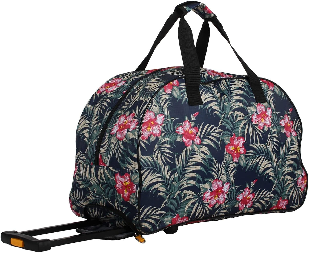 Designer Carry On Luggage Collection - Lightweight Pattern 22 Inch Duffel Bag- Weekender Overnight Business Travel Suitcase with 2- Rolling Wheels (Poly Purple)