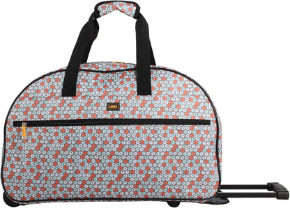 Designer Carry On Luggage Collection - Lightweight Pattern 22 Inch Duffel Bag- Weekender Overnight Business Travel Suitcase with 2- Rolling Wheels (Poly Purple)